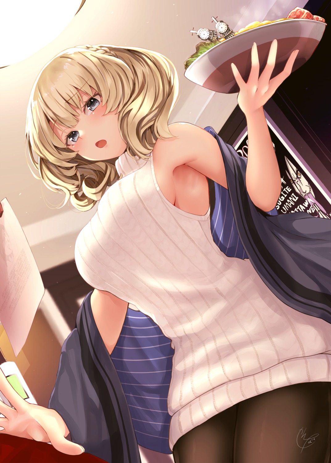 colorado_(kancolle), dress, kantai_collection, narushima_kanna, pantyhose, sweater