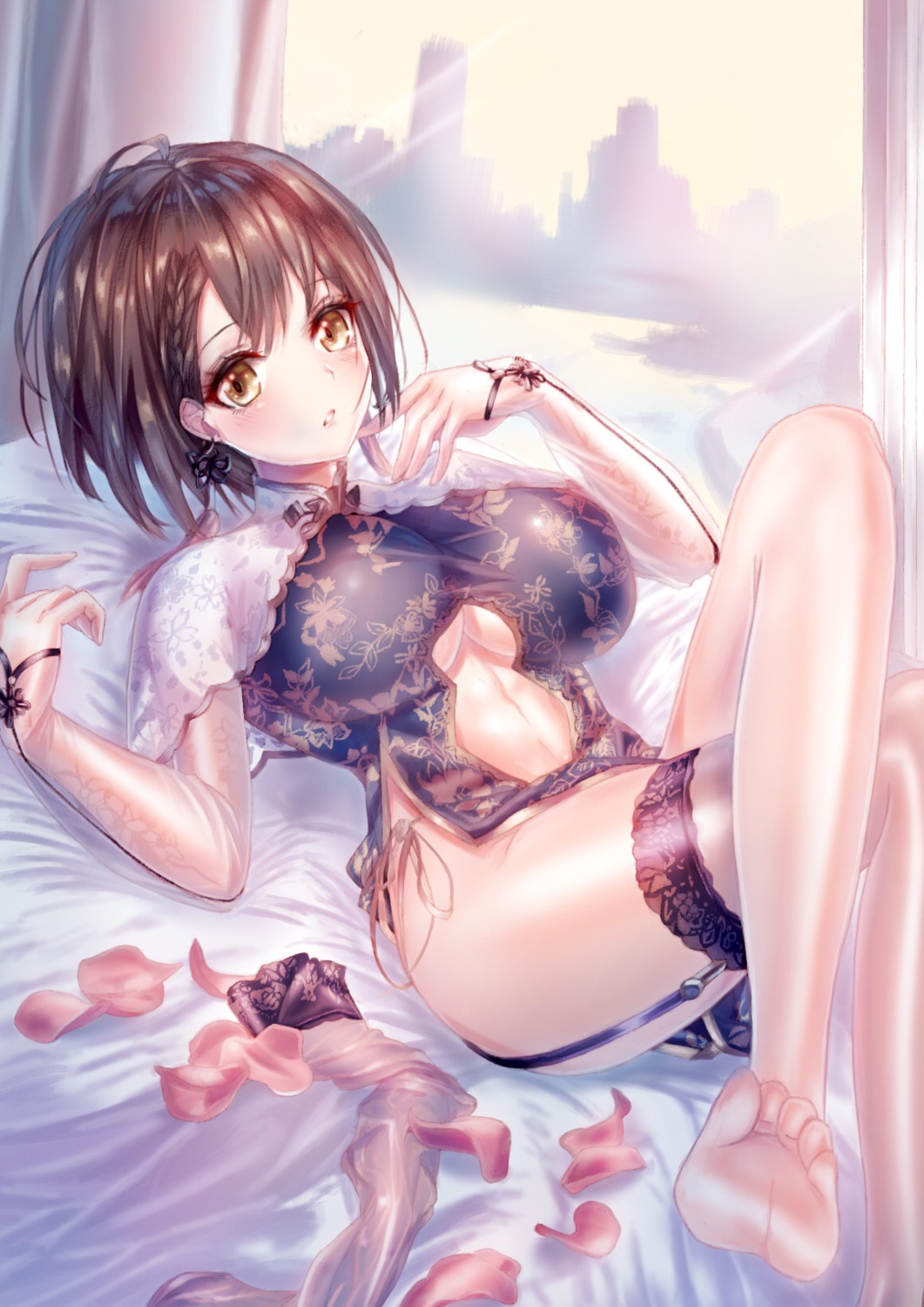 azur_lane, baltimore_(azur_lane), chinadress, feet, stockings, thighhighs, yamika