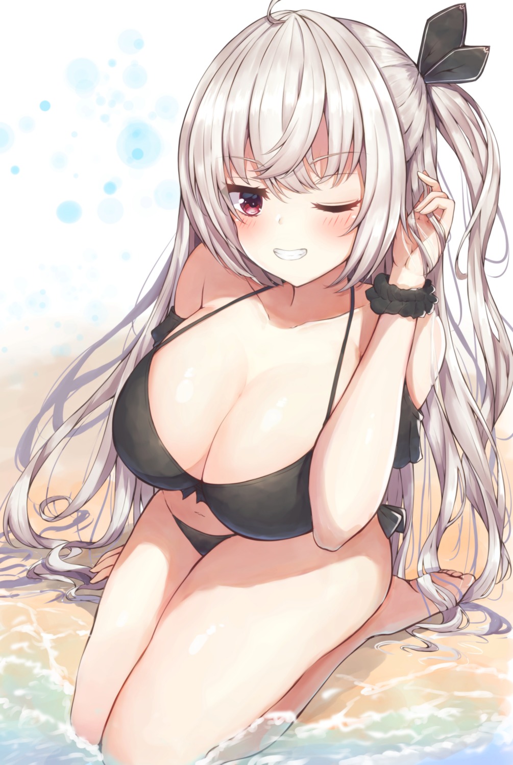 akizuki_kanna, bikini, cafe_stella_to_shinigami_no_chou, cleavage, ryakusun, swimsuits, wet