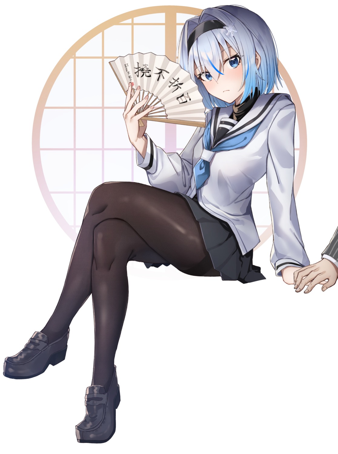 heels, pantyhose, ryuuou_no_oshigoto!, seifuku, skirt_lift, sora_ginko, tapioka_(oekakitapioka)
