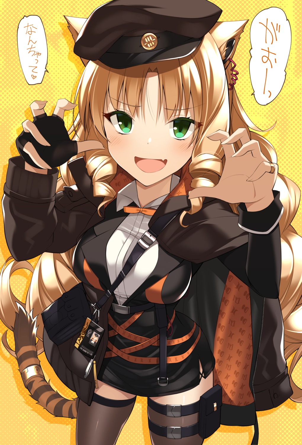 animal_ears, arknights, garter, oota_yuuichi, swire_(arknights), tail, thighhighs
