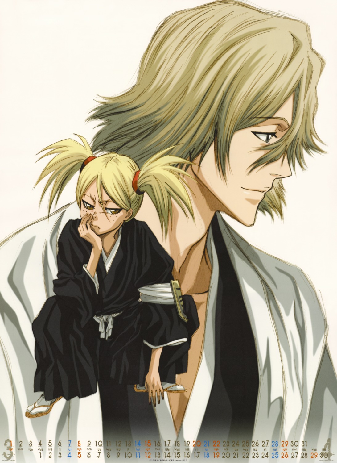 bleach, calendar, sarugaki_hiyori, urahara_kisuke