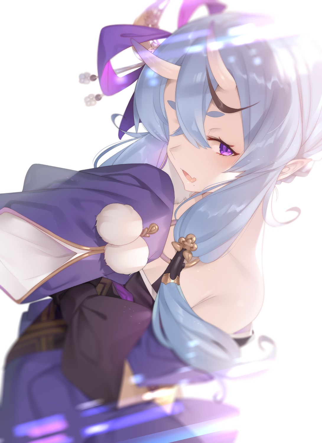 7zu7, horns, japanese_clothes, nijisanji, nijisanji_seeds, pointy_ears, rindou_mikoto