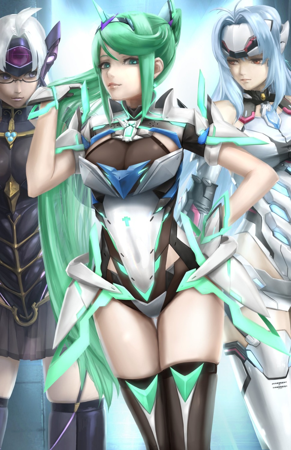 kos-mos, leotard, megane, pneuma_(xenoblade_2), see_through, stockings, t-elos, tagme