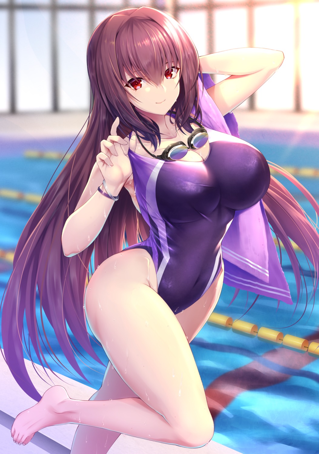 cleavage, emanon_123, fate/grand_order, scathach_(fate), swimsuits, wet