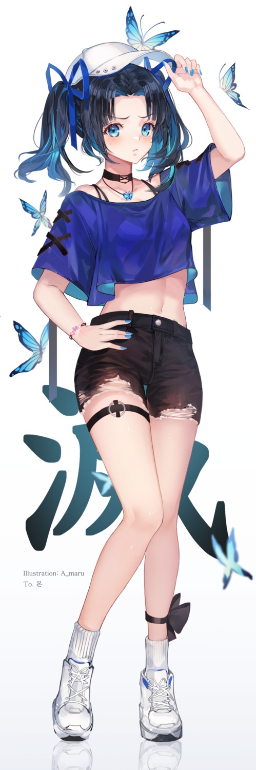 garter, kanzaki_aoi, kimetsu_no_yaiba, torn_clothes, unity_(ekvmsp02)