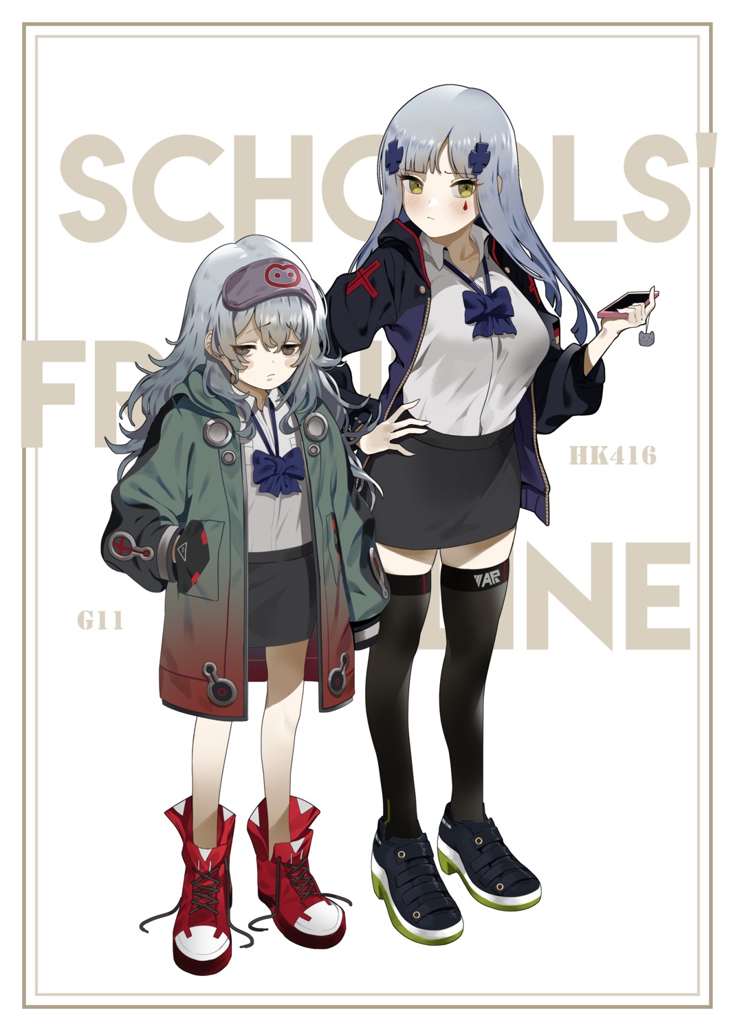 bsue, g11_(girls_frontline), girls_frontline, hk416_(girls_frontline), seifuku, thighhighs