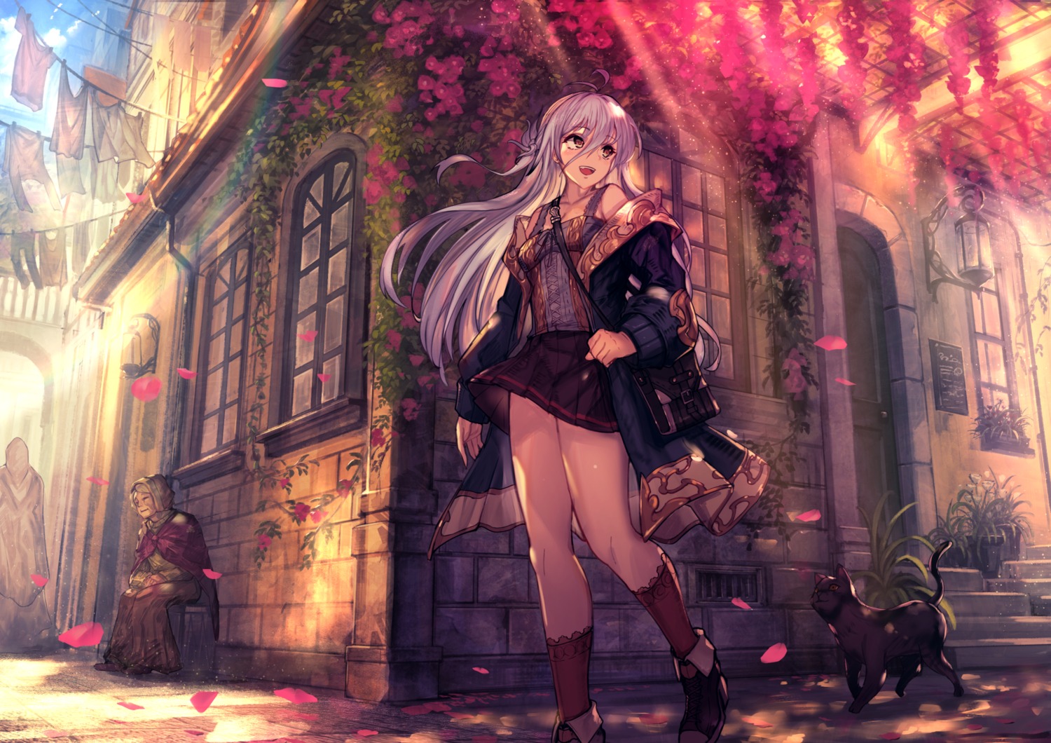 matsumoto_mitsuaki, neko, skirt_lift