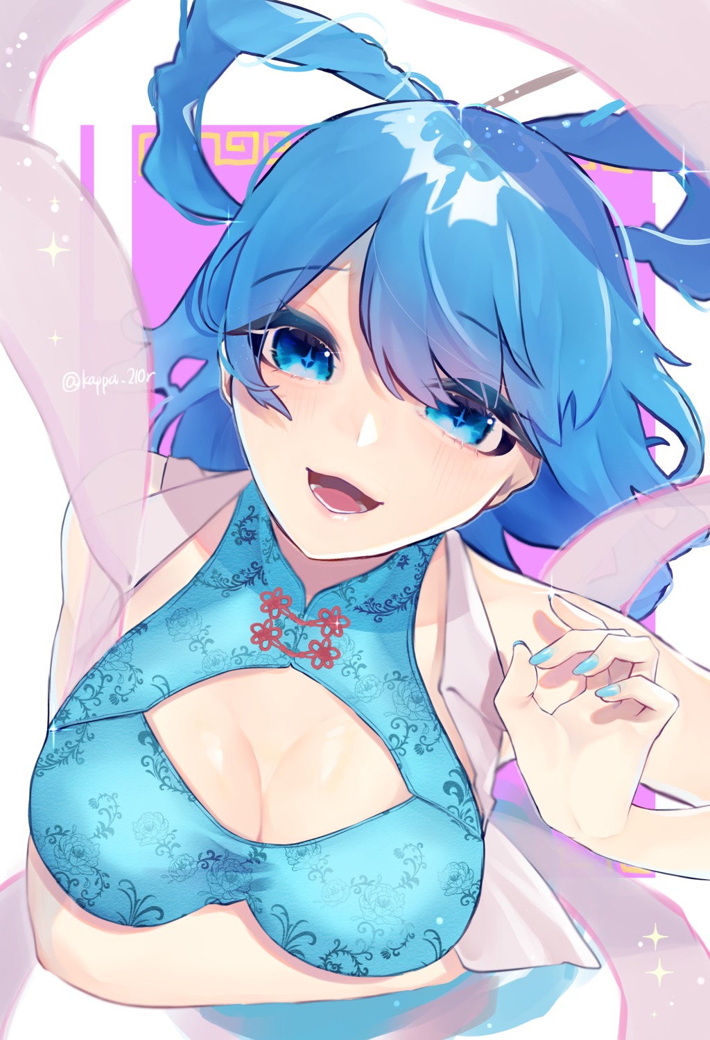 asian_clothes, breast_hold, cleavage, kaku_seiga, kappa_mame, touhou