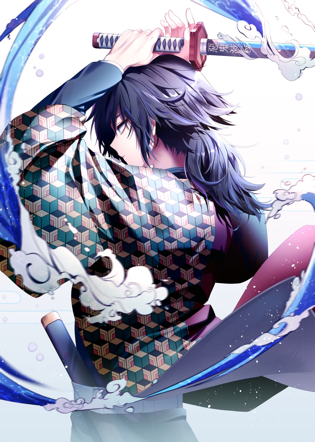 japanese_clothes, kimetsu_no_yaiba, male, naru_0, sword, tomioka_giyuu