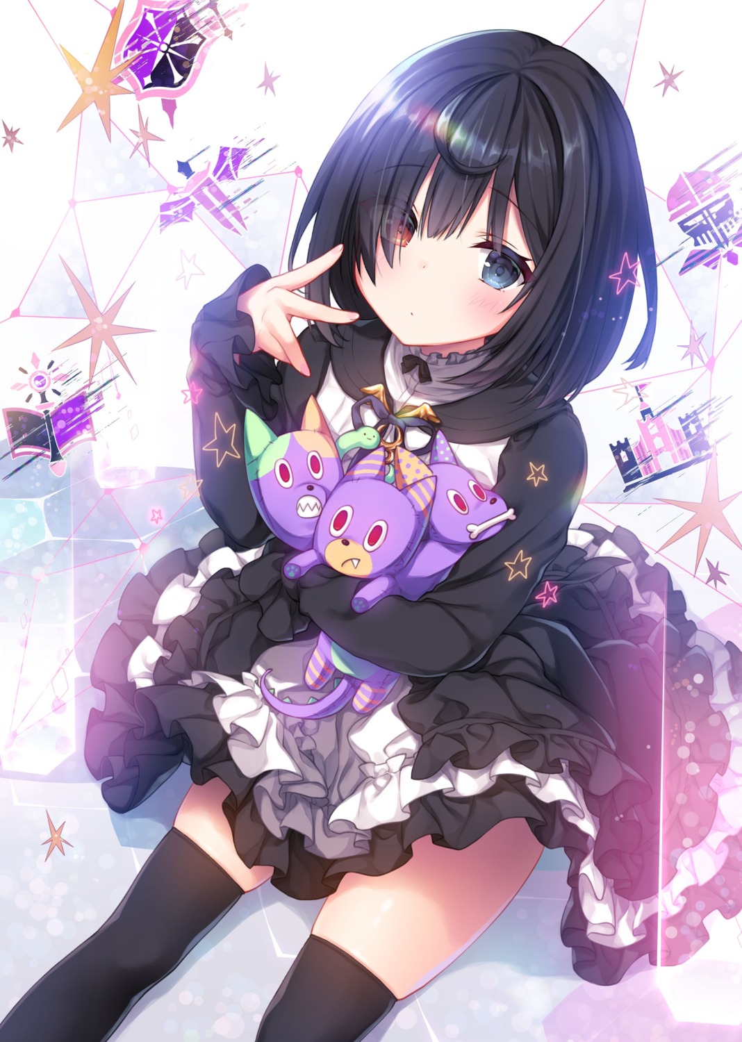 dress, gothic_lolita, heterochromia, konomi, liar_liar, lolita_fashion, shiina_tsumugi, thighhighs