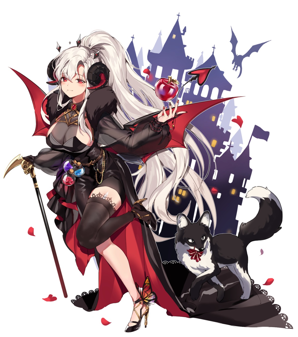 cleavage, heels, horns, sayan, see_through, tail, thighhighs, wings