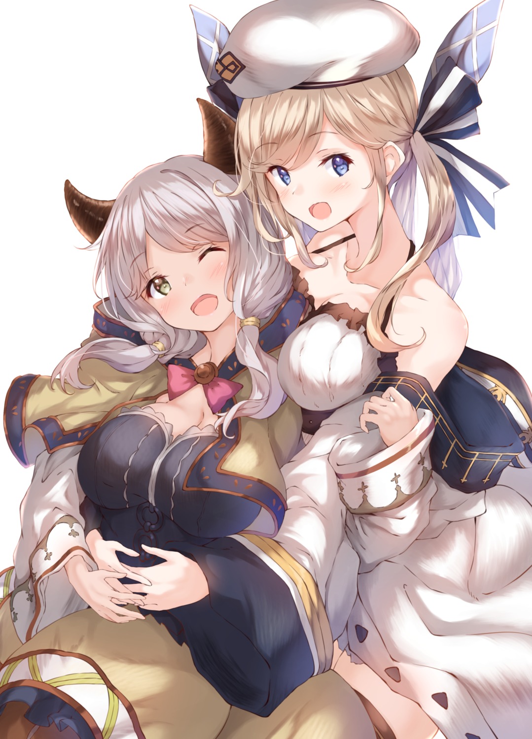 camieux_(granblue_fantasy), cleavage, granblue_fantasy, horns, kukuru_(granblue_fantasy), ukiwakisen