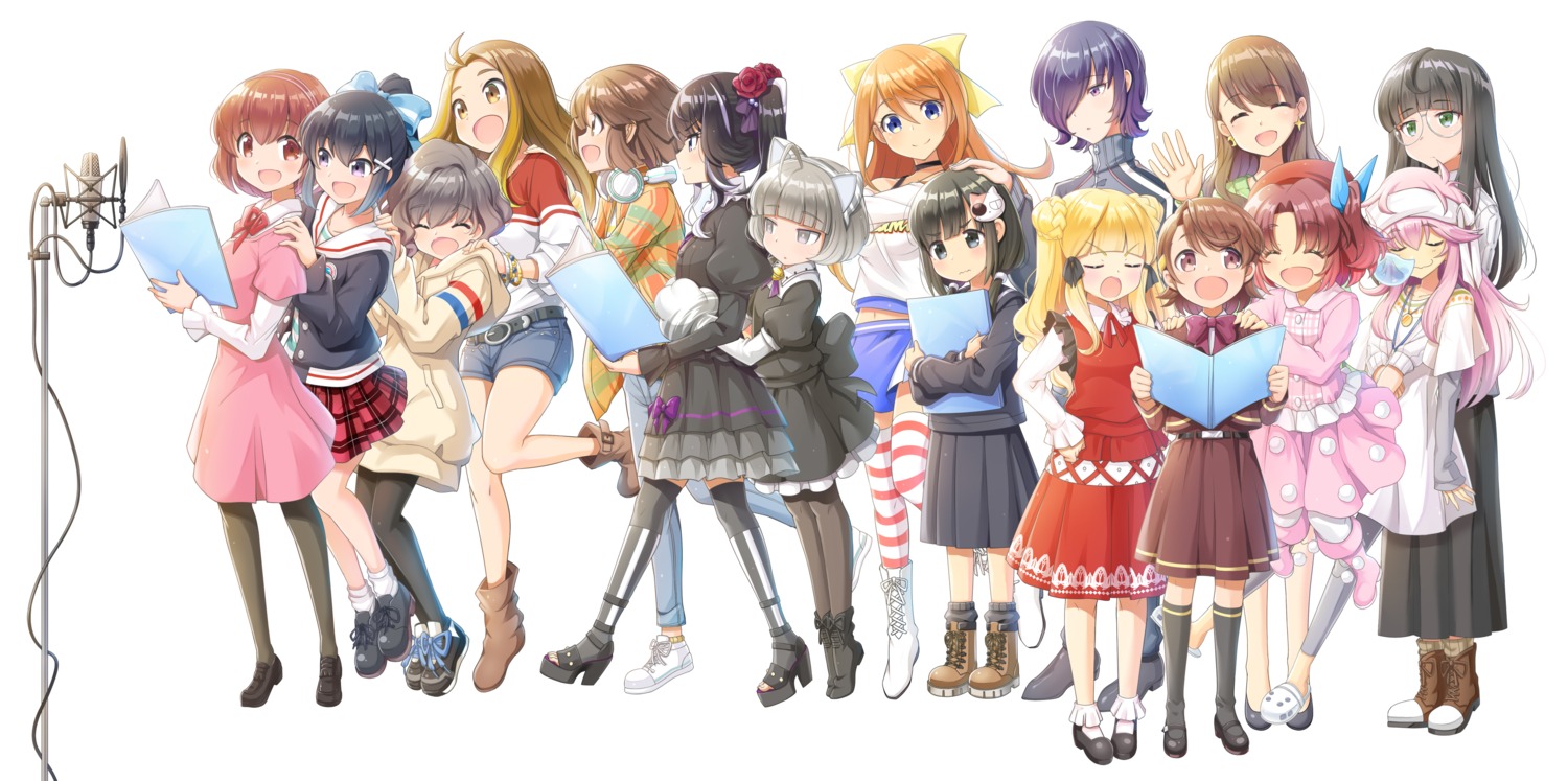 animal_ears, aratama_nao, baton=relay, chitose_tsukushi, dress, gojou_saki, gym_uniform, headphones, heels, hinata_hasumi, hirose_akira, jinguu_ririka, kabusaka_touka, kanzaki_senri, megane, murayama_moe, omigawa_kaoru, sakura_misato, seifuku, seto_hinano, shirakawa_kotone, sweater, tagme, takahashi_kyouko, tenjin_matsuri, thighhighs, toda_yuuri