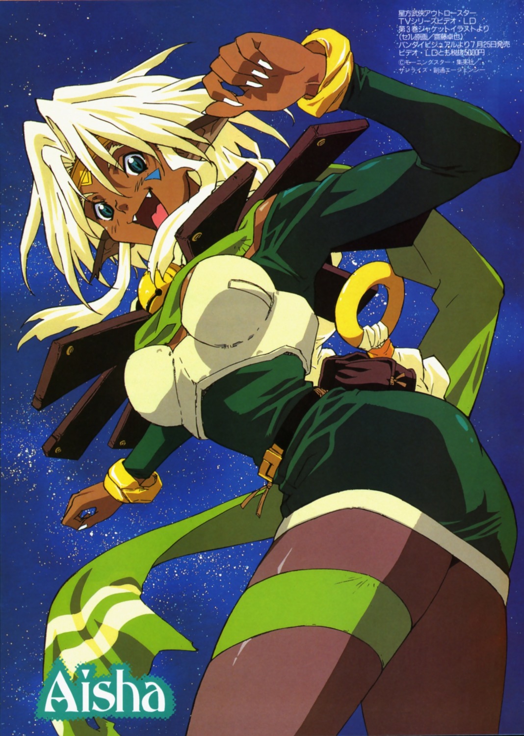 aisha_clanclan, animal_ears, armor, dress, garter, nekomimi, pantyhose, saitou_takuya, seihou_bukyou_outlaw_star