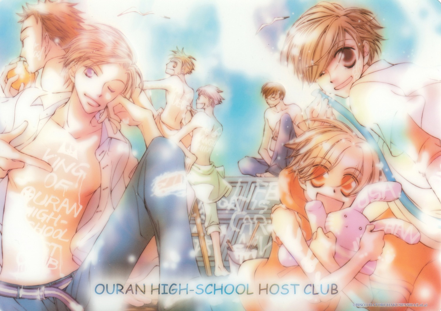 fujioka_haruhi, haninozuka_mitsukuni, hatori_bisco, hitachiin_hikaru, hitachiin_kaoru, morinozuka_takashi, ootori_kyouya, ouran_high_school_host_club