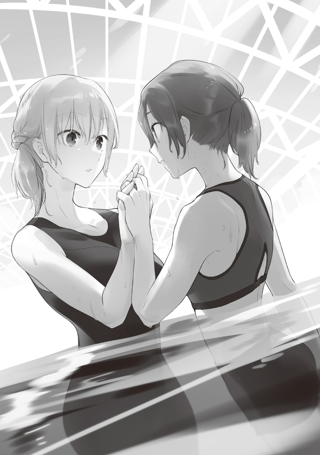 edamoto_haru, monochrome, nakatani_nio, saeki_sayaka, yagate_kimi_ni_naru, yagate_kimi_ni_naru_-_saeki_sayaka_ni_tsuite, yuri