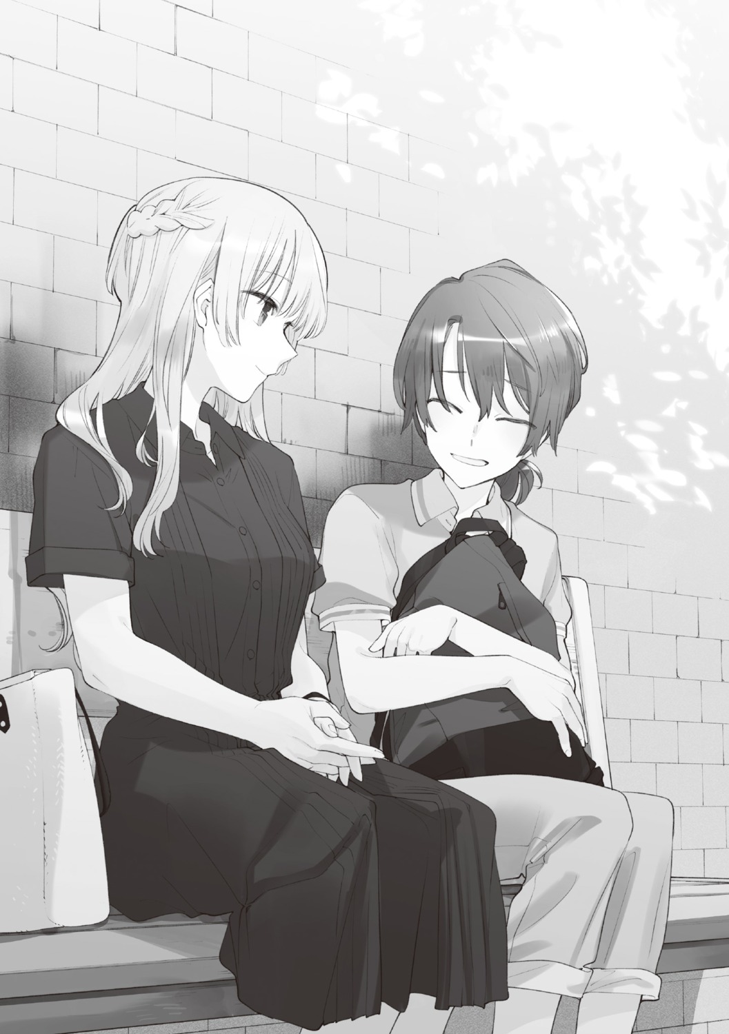 dress, edamoto_haru, monochrome, nakatani_nio, saeki_sayaka, yagate_kimi_ni_naru, yagate_kimi_ni_naru_-_saeki_sayaka_ni_tsuite