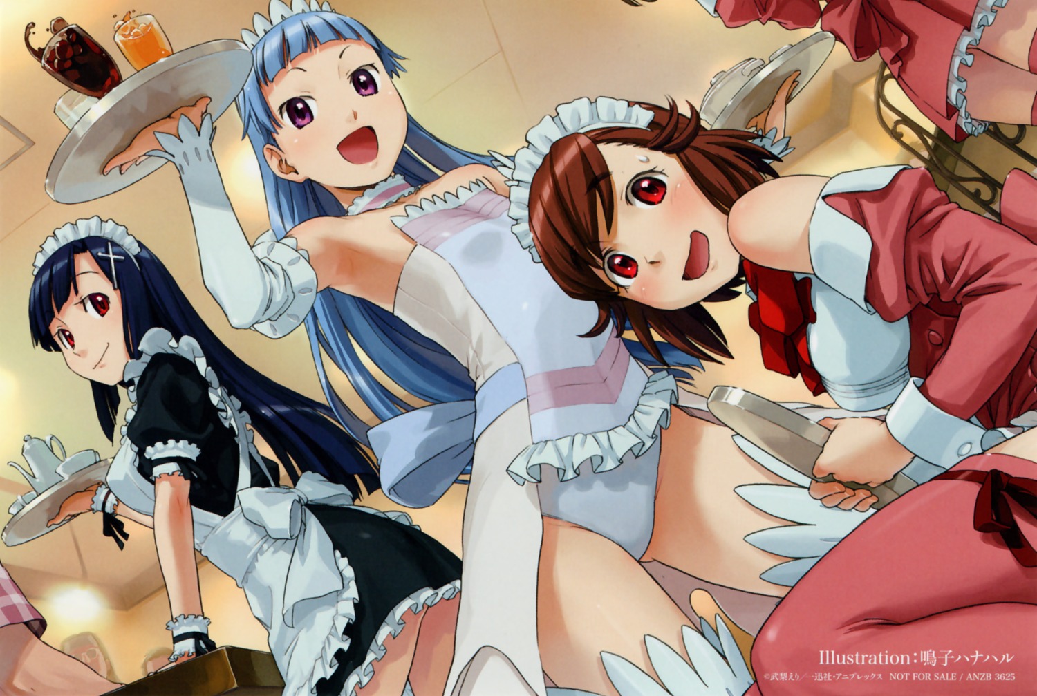 aoba_tsugumi, kannagi_crazy_shrine_maidens, maid, nagi, naruko_hanaharu, waitress, zange