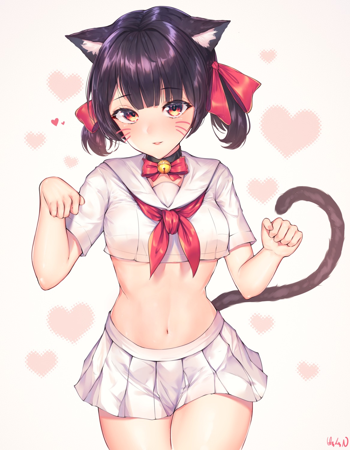 animal_ears, hakushoku_n, nekomimi, see_through, seifuku, tail