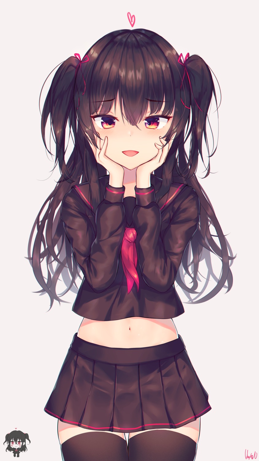 hakushoku_n, seifuku, thighhighs