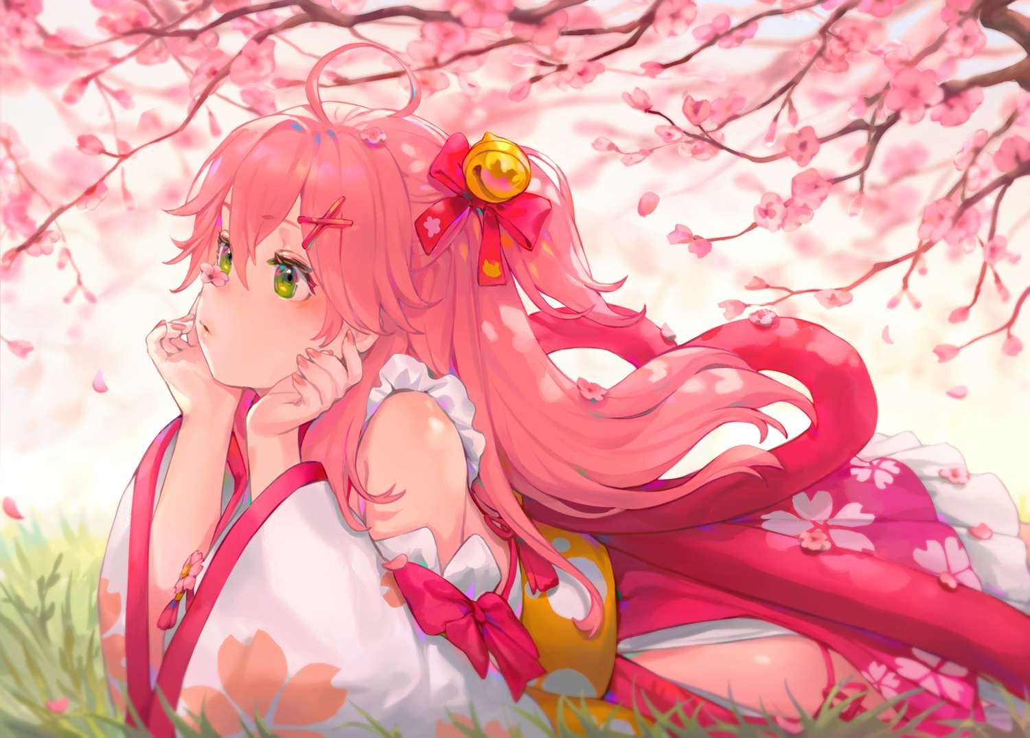 bibimbub, hololive, japanese_clothes, pantsu, sakura_miko, string_panties