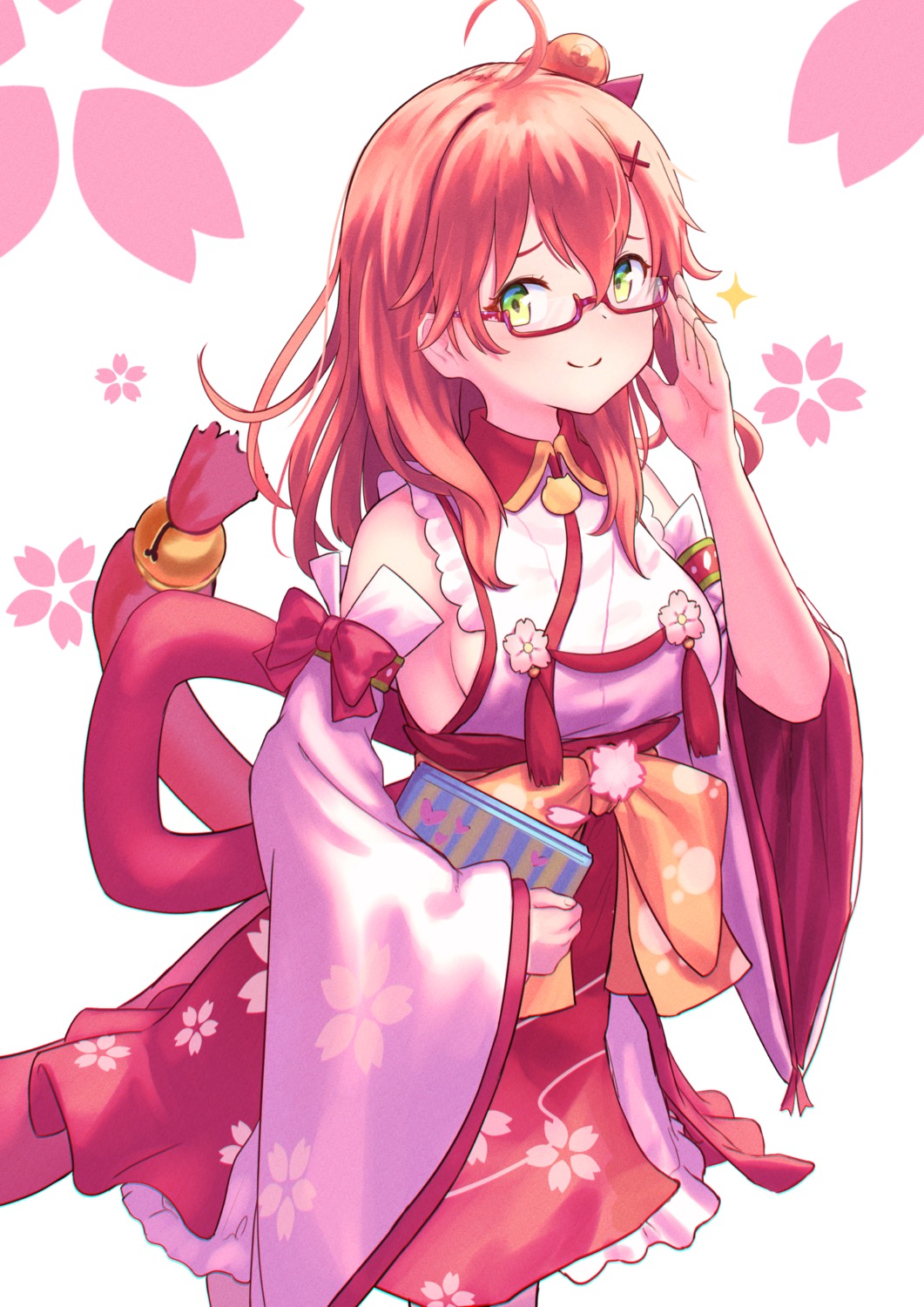 hololive, japanese_clothes, megane, roke_(taikodon), sakura_miko