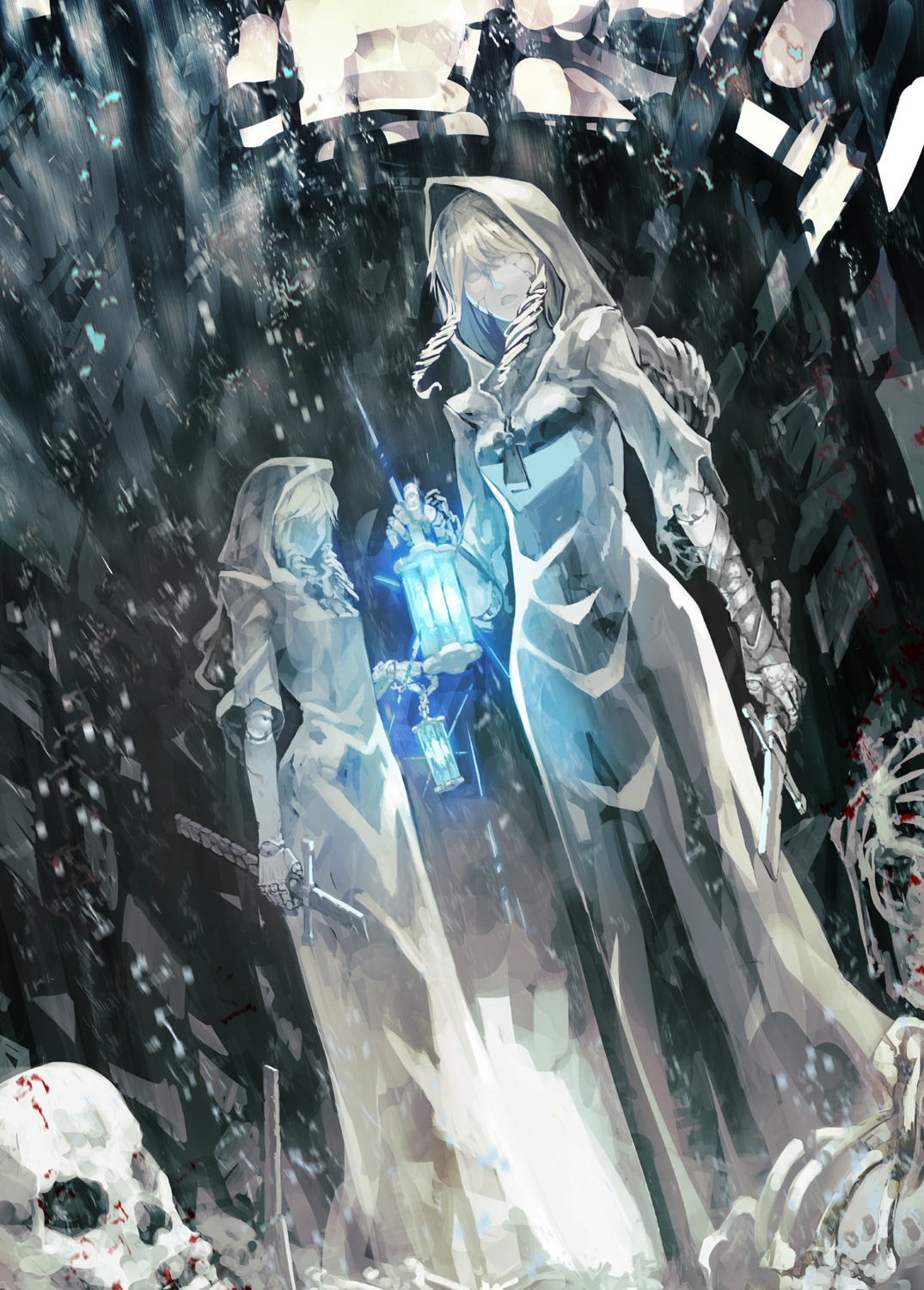 bandages, blood, monster_girl, tefec, weapon