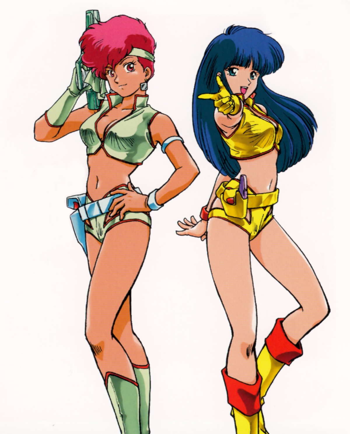 bikini_armor, cleavage, dirty_pair, gun, kei_(dirty_pair), tagme, yuri_(dirty_pair)