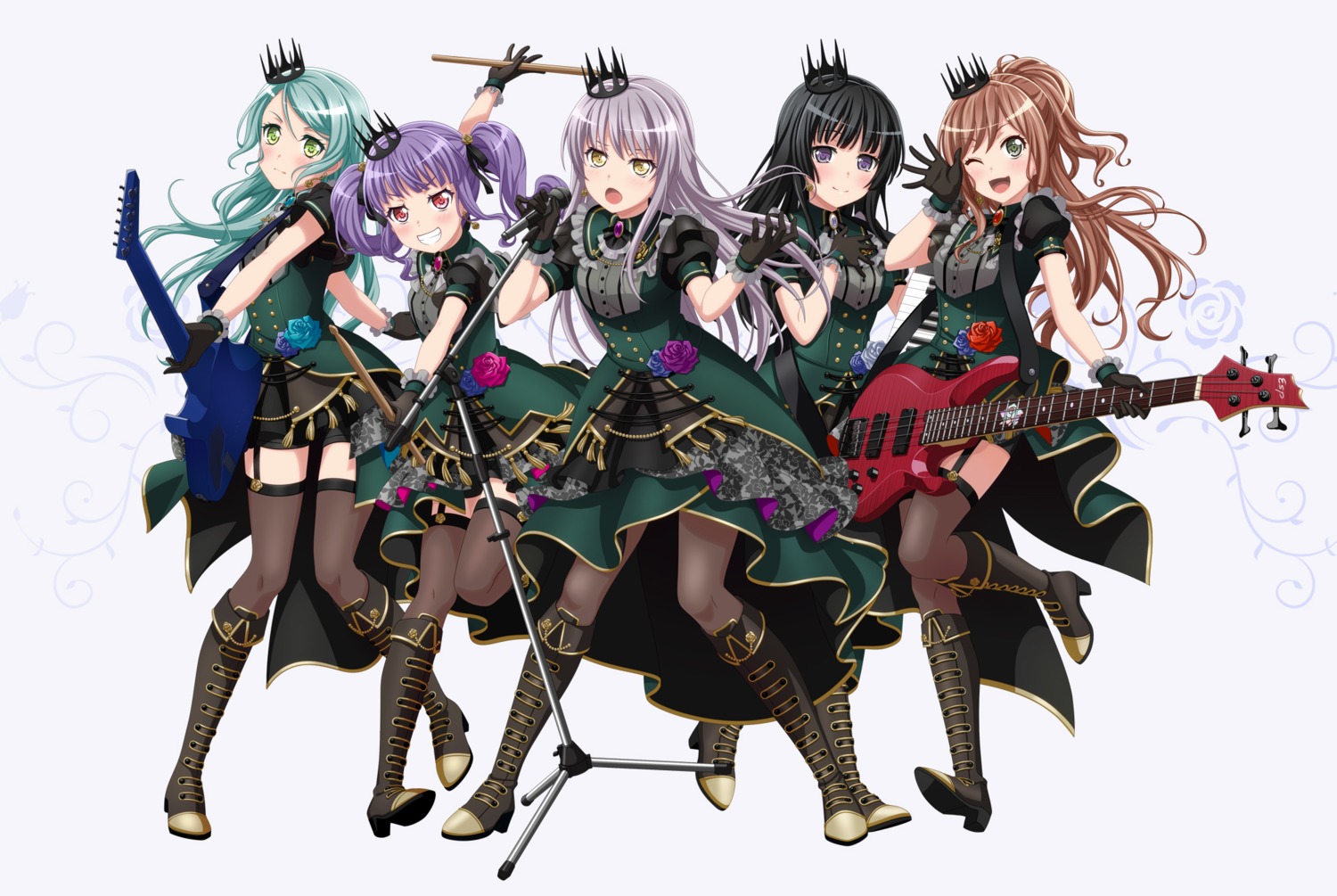bang_dream!, bang_dream!_episode_of_roselia, guitar, heels, hikawa_sayo, imai_lisa, minato_yukina, shirokane_rinko