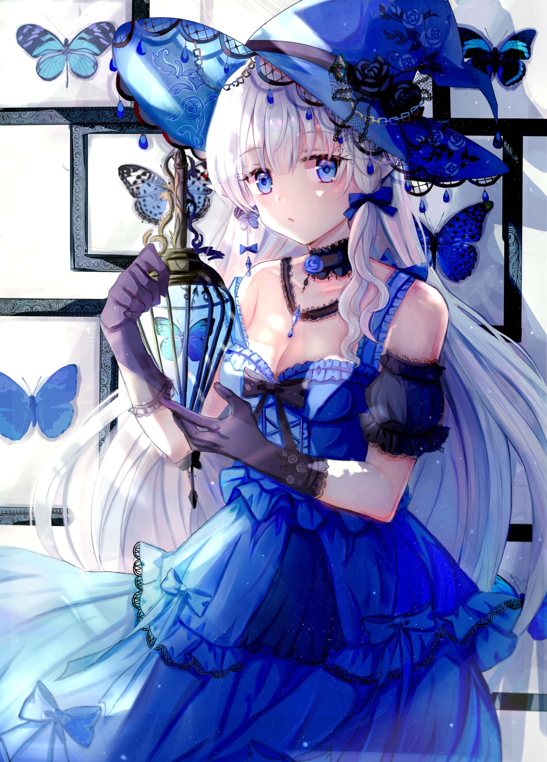 cleavage, dress, iceblue, witch