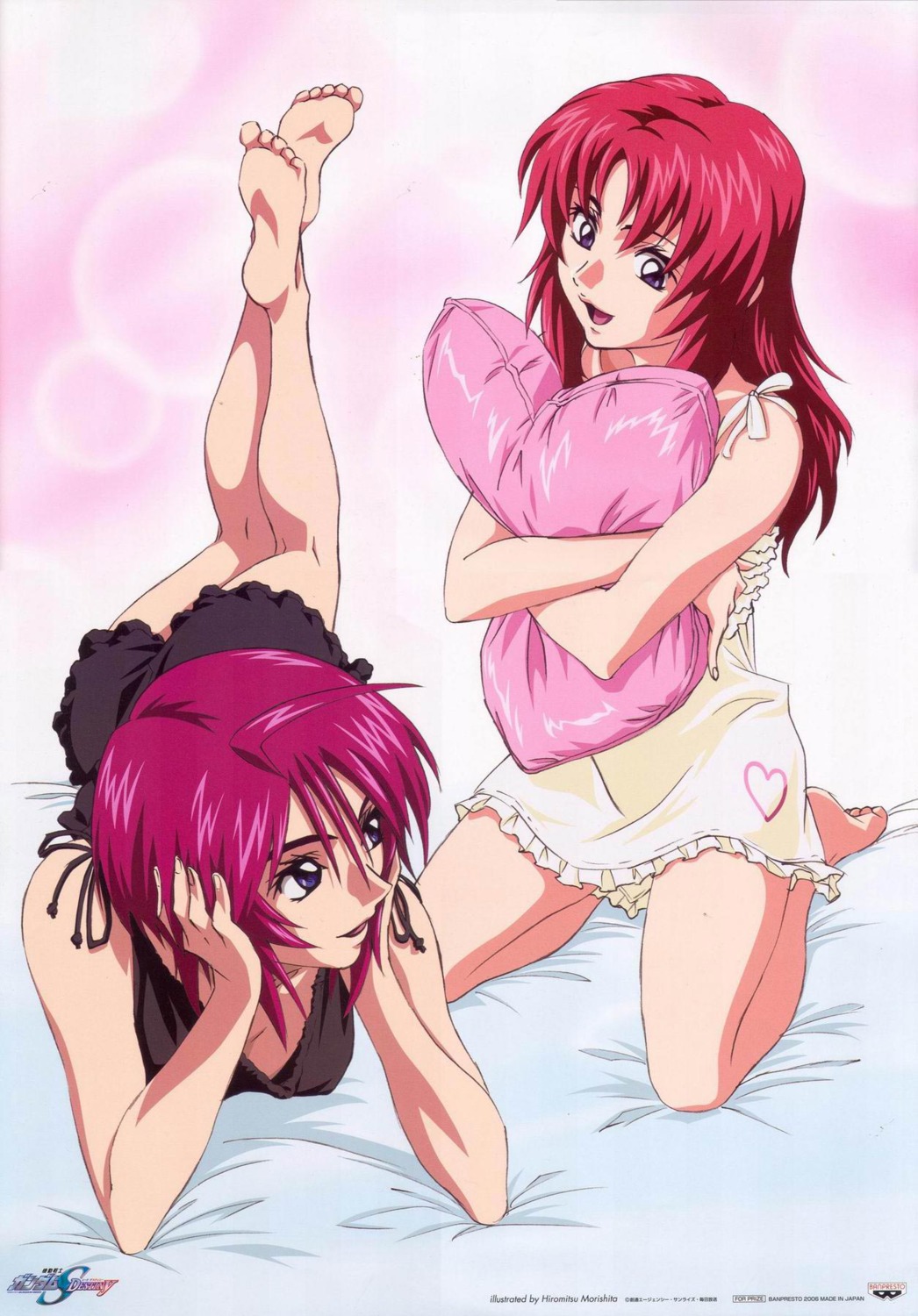 feet, gundam, gundam_seed, gundam_seed_destiny, lingerie, lunamaria_hawke, meyrin_hawke, morishita_hiromitsu