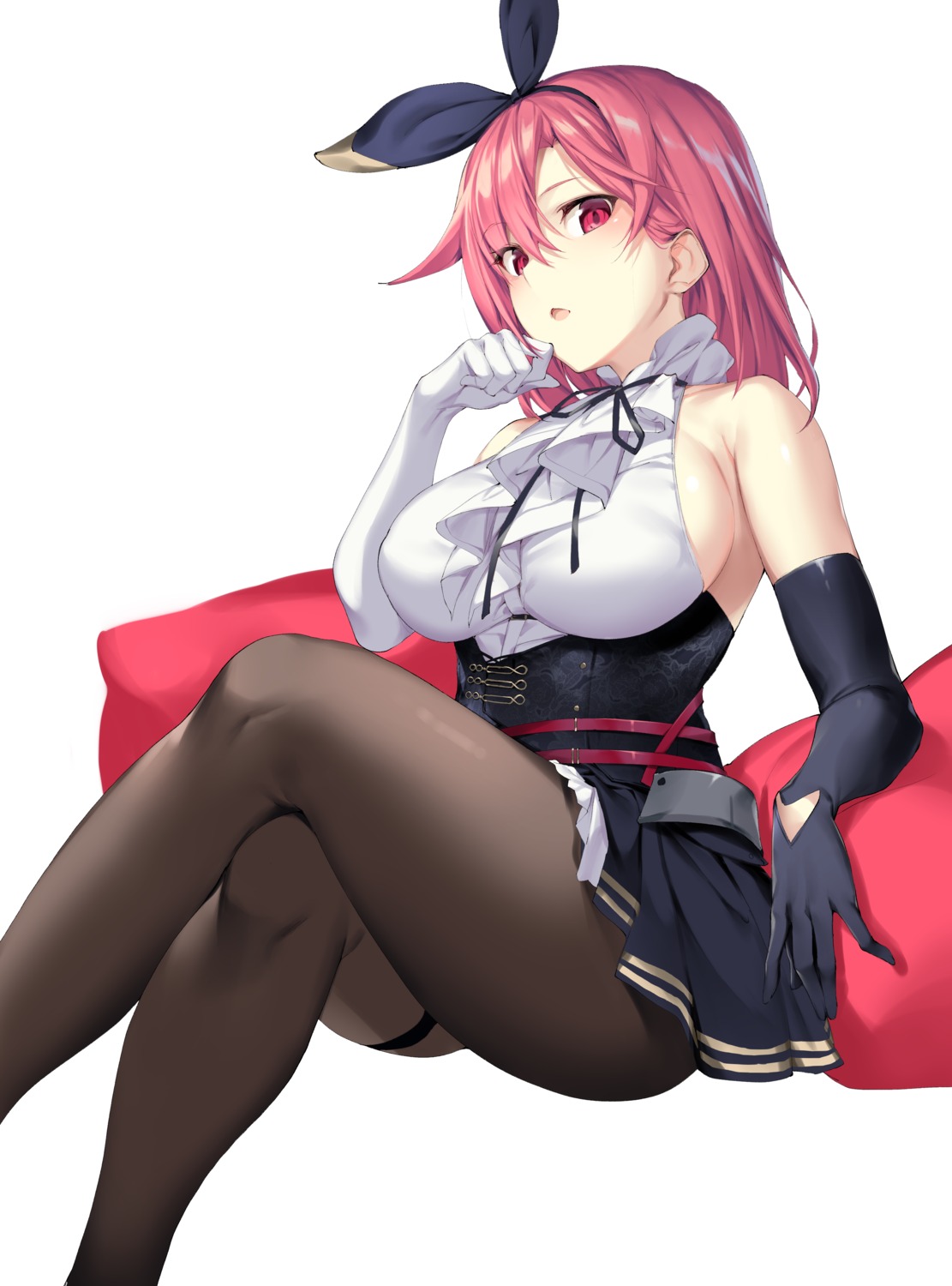 azur_lane, black_prince_(azur_lane), garter, icomochi, no_bra, pantyhose, skirt_lift