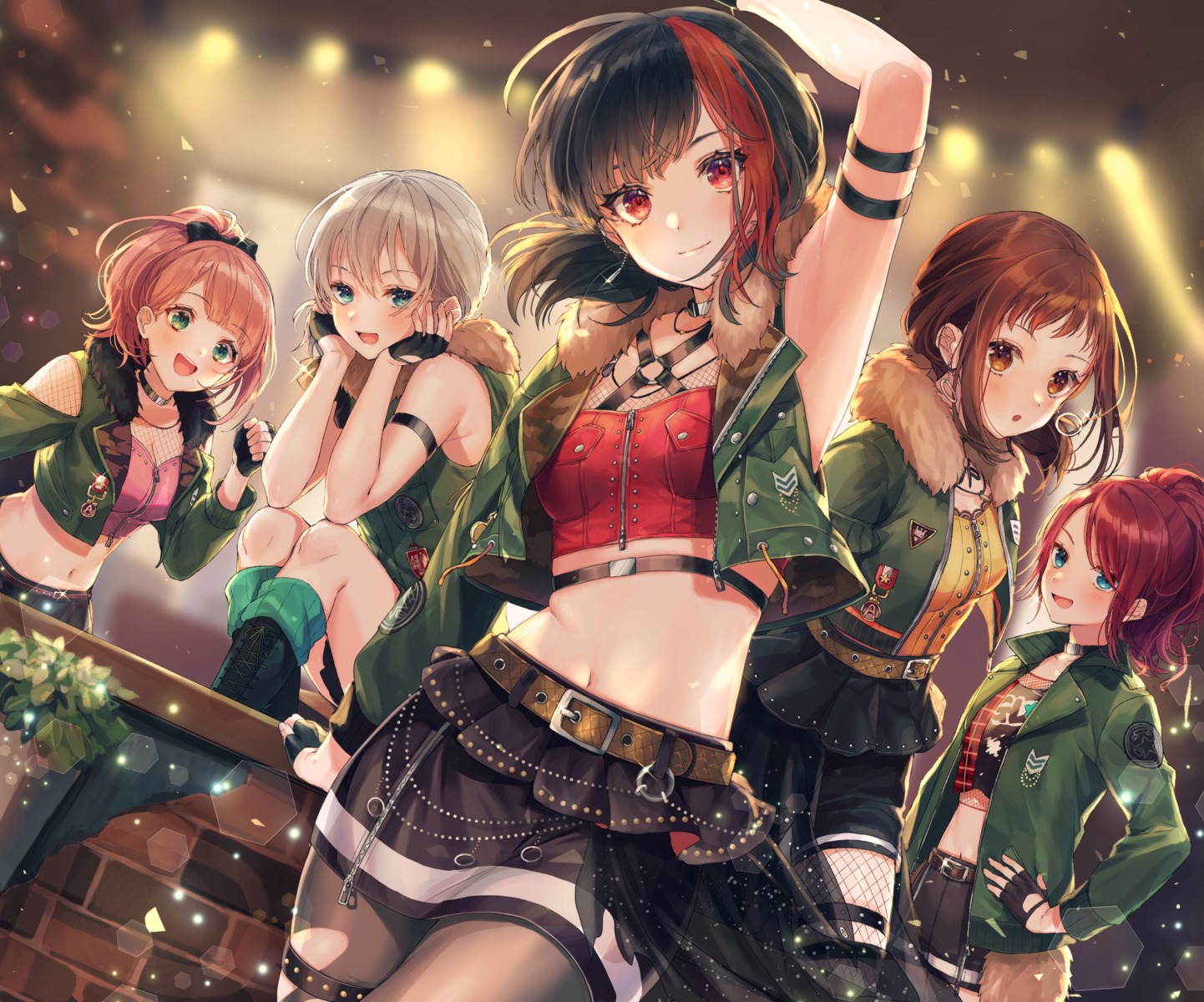 aoba_moca, bang_dream!, cleavage, fishnets, garter, hazawa_tsugumi, mitake_ran, pantyhose, shinotarou_(nagunaguex), udagawa_tomoe, uehara_himari