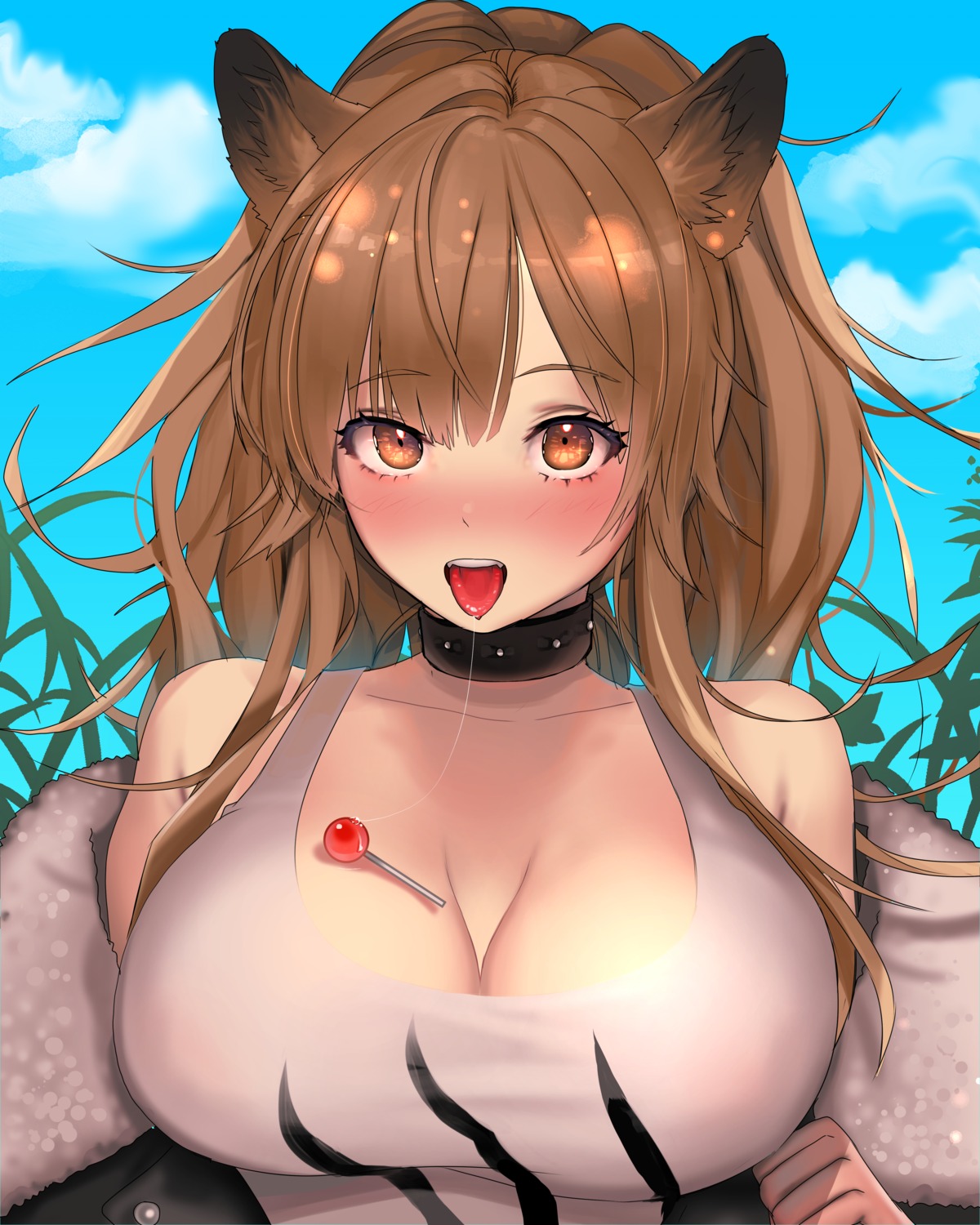 animal_ears, arknights, cleavage, guunhanchi, siege_(arknights)