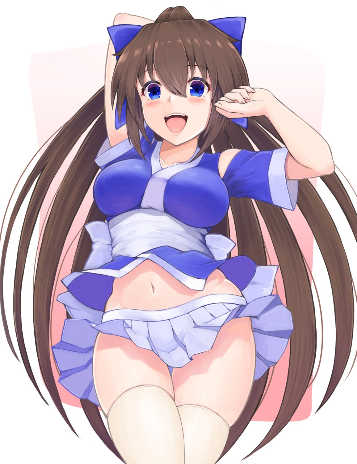 nagasarete_airantou, shouju_ling, skirt_lift, suzu, thighhighs