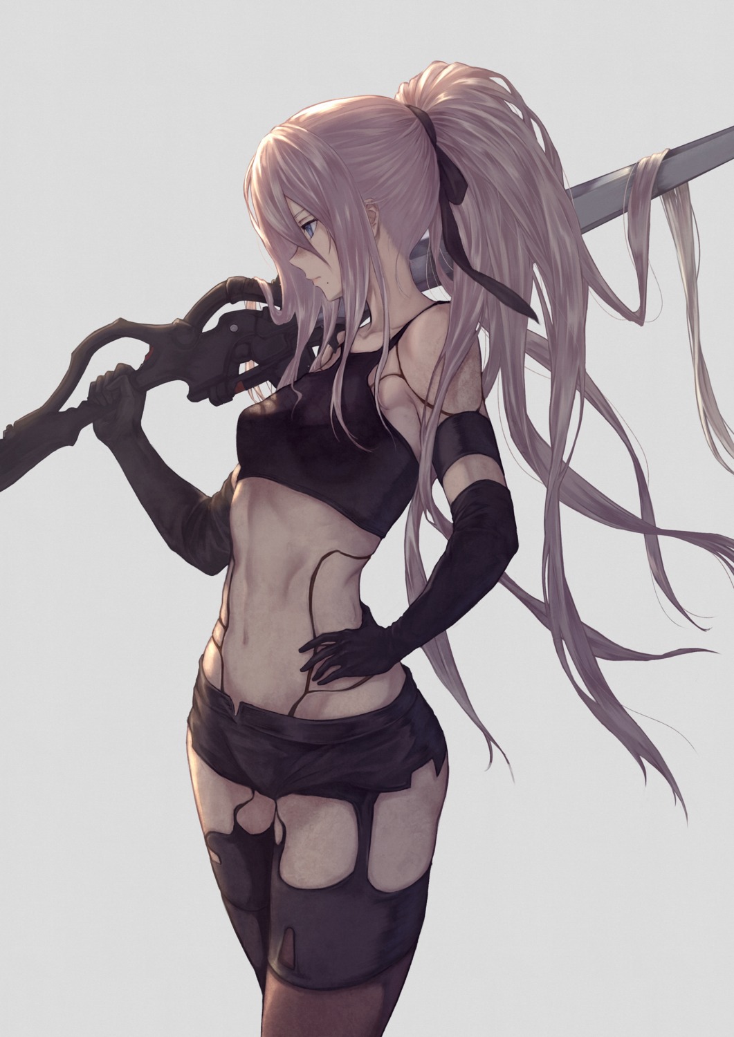 nier, nier_automata, stockings, sword, thighhighs, yasu_(segawahiroyasu), yorha_type_a_no.2