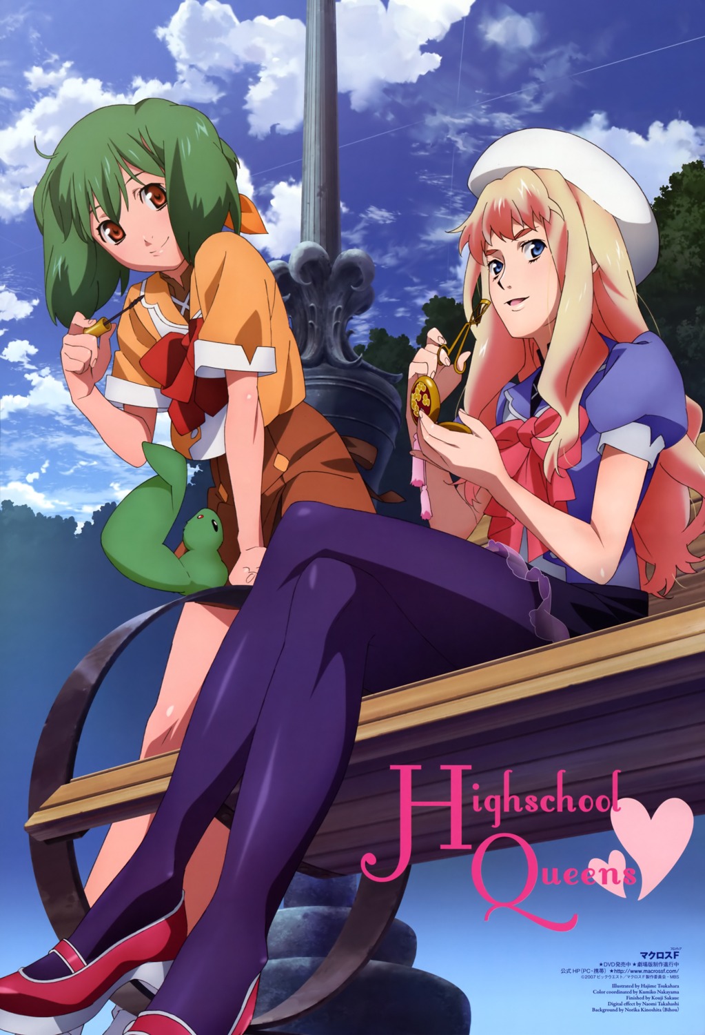 macross, macross_frontier, pantyhose, ranka_lee, sheryl_nome, tsukahara_hajime
