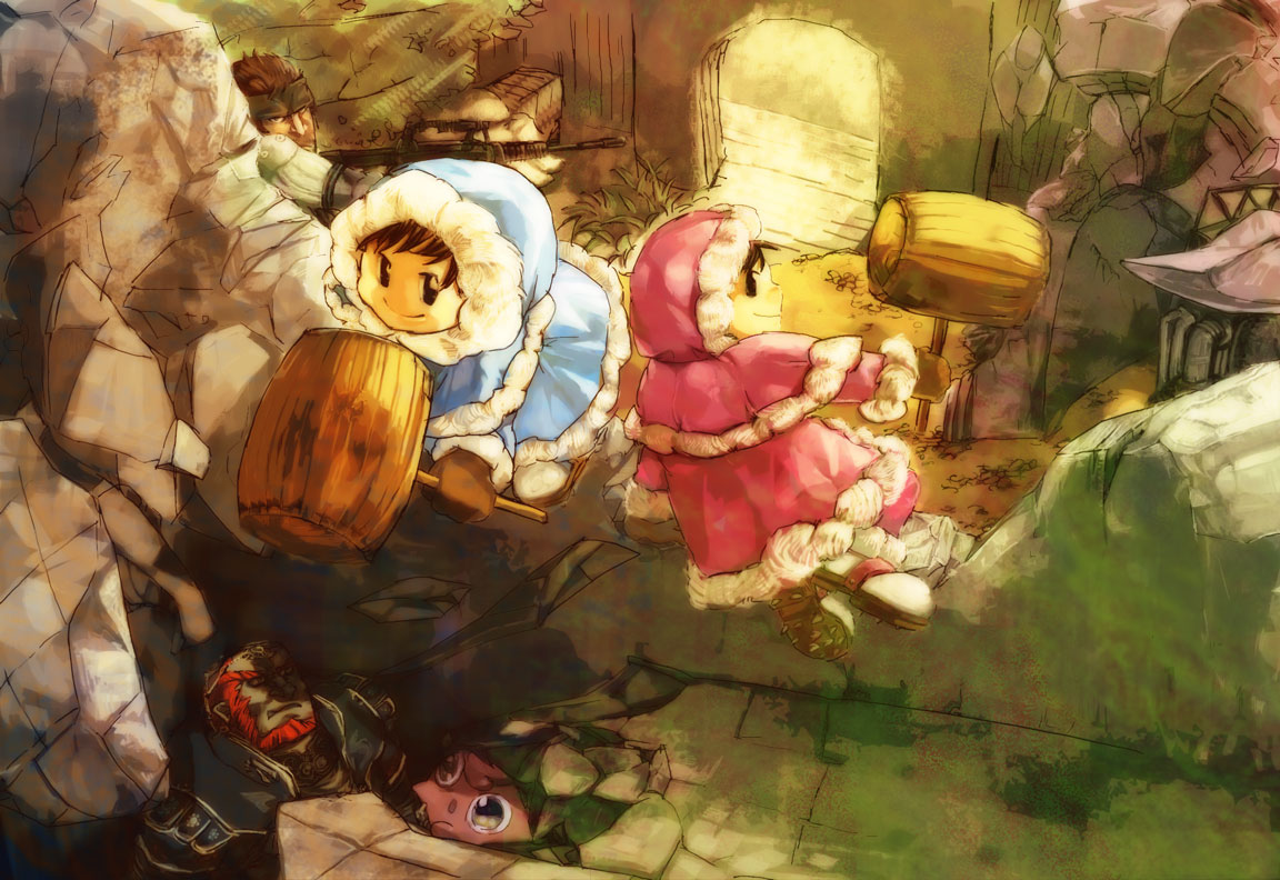 ganondorf, gun, ice_climber, ice_climbers, jigglypuff, metal_gear, nana_(ice_climber), pokemon