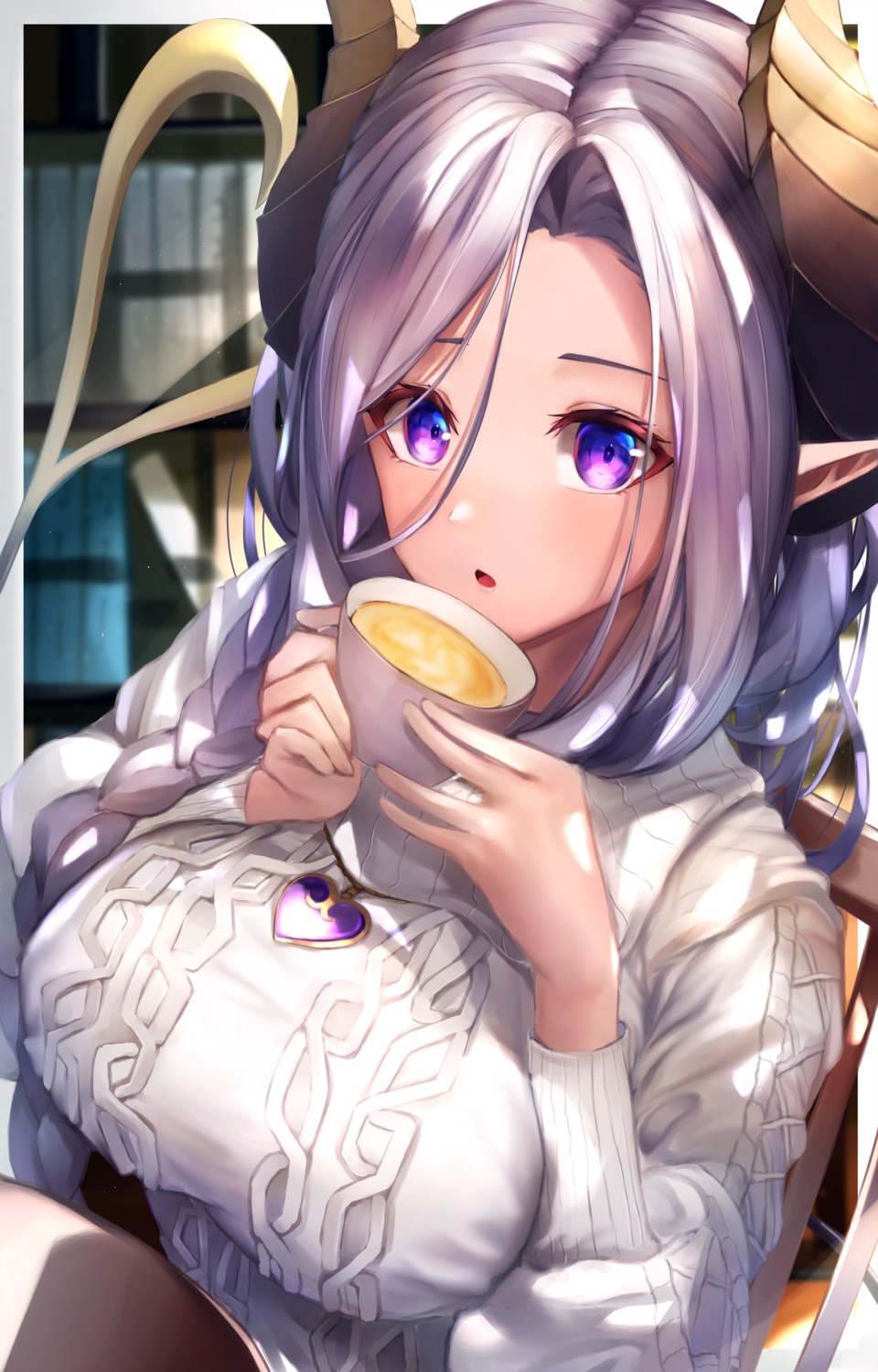 honey_strap, horns, mugimaccha, nanashi_inc., pointy_ears, saionji_mary, sweater