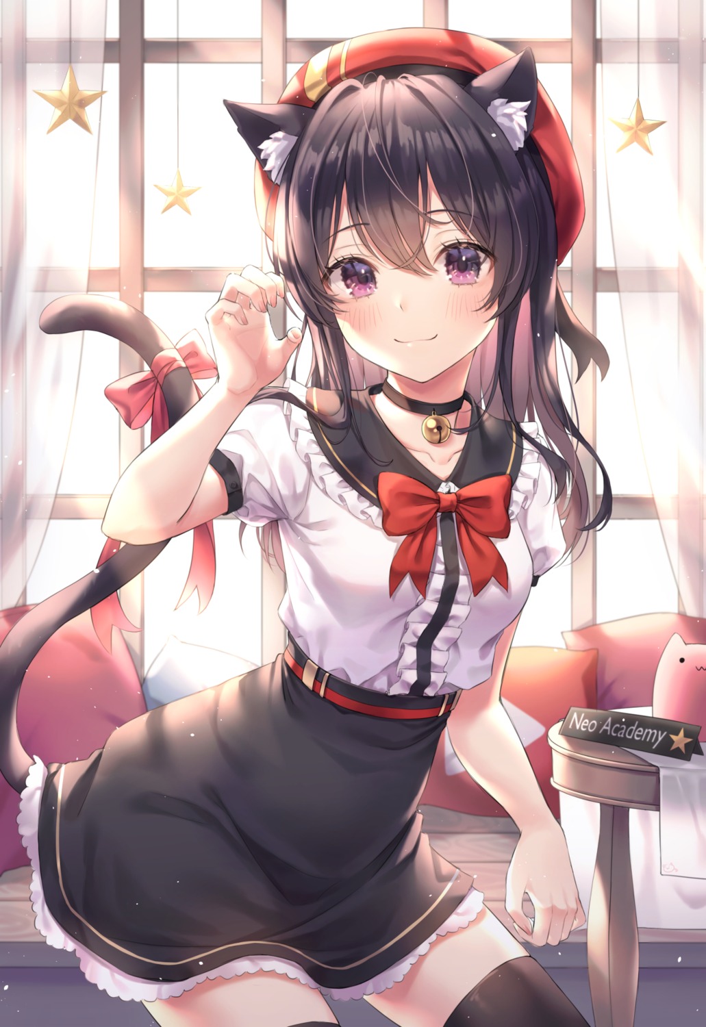 animal_ears, nekomimi, soyubee, tail, thighhighs