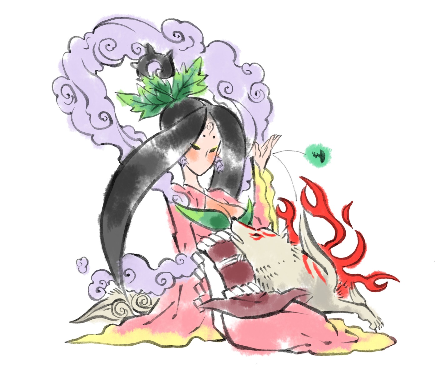 issun, ookami, tagme, tree_spirit_sakuya