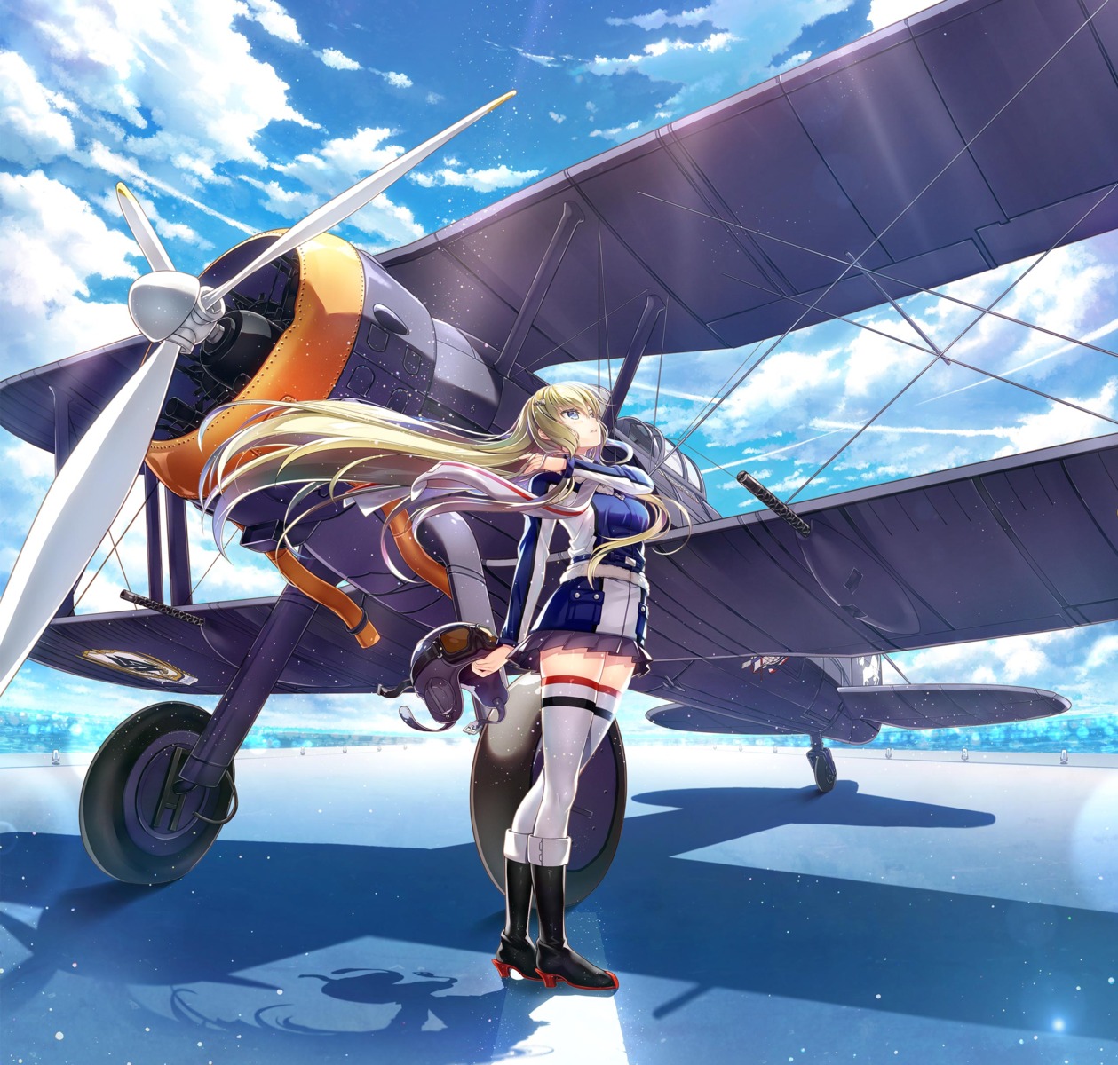 claudia_bruford, fujima_takuya, heels, senyoku_no_sigrdrifa, thighhighs, uniform