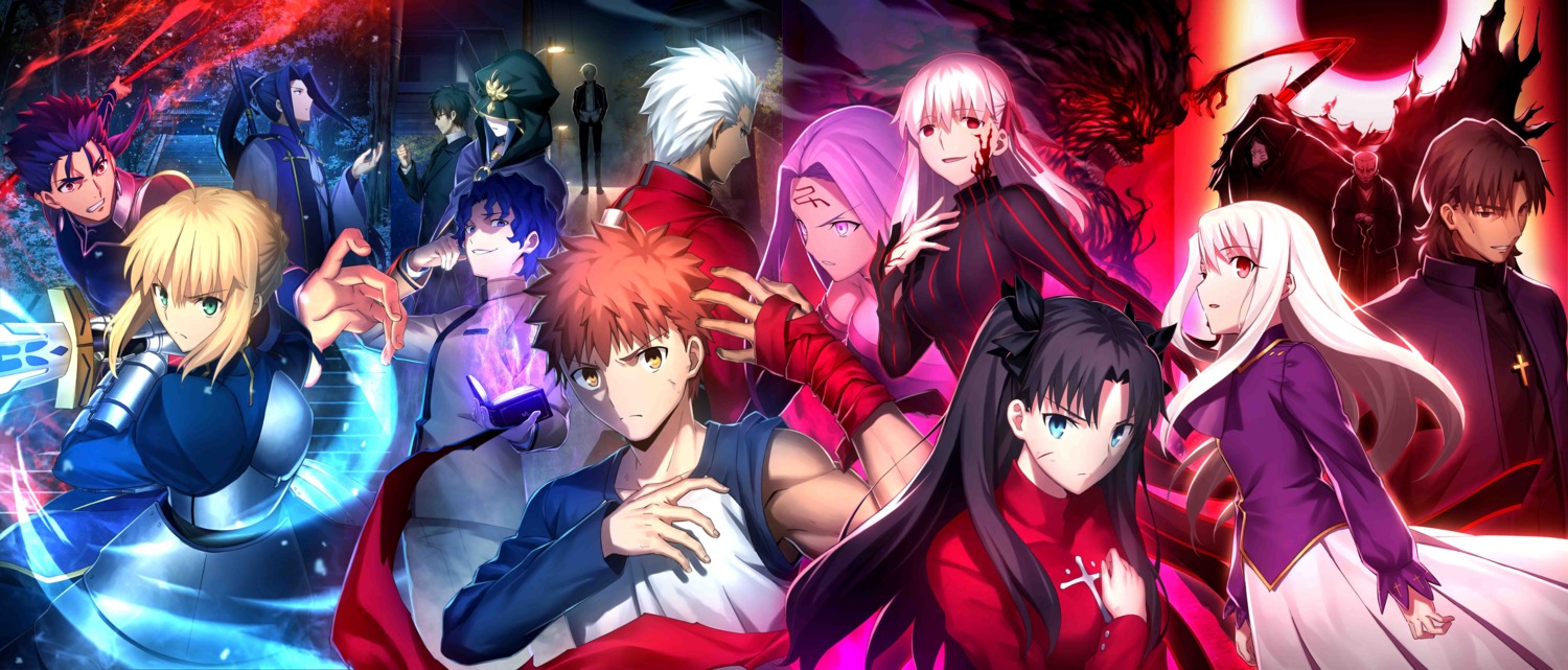 archer, armor, artoria_pendragon_(fate), bandages, breast_hold, cu_chulainn_(fate), dark_sakura, emiya_shirou