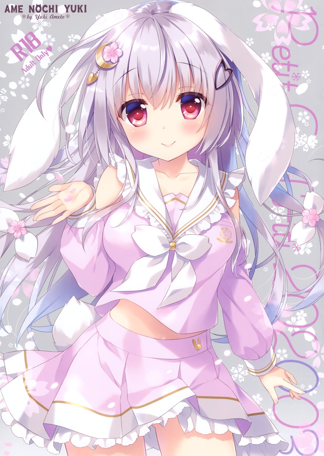 ame_nochi_yuki, ameto_yuki, animal_ears, blanc_(ameto_yuki), bunny_ears, seifuku, skirt_lift, tail