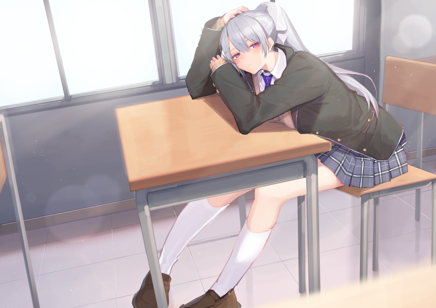 blancpig_yryr, higuchi_kaede, nijisanji, seifuku, sweater