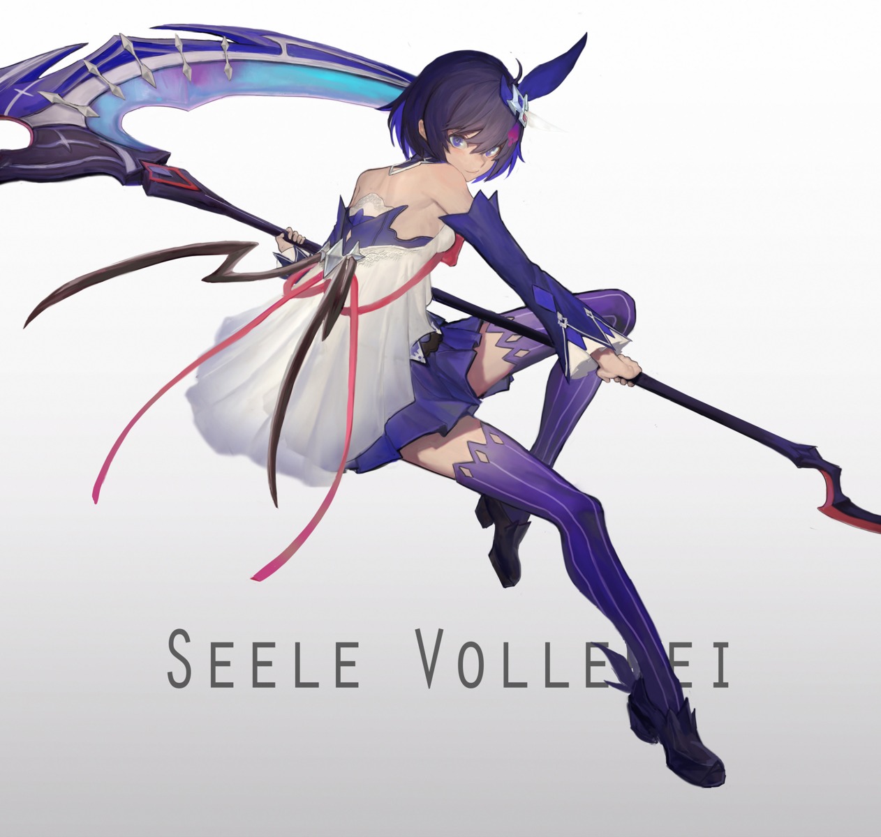 benghuai_xueyuan, cutye, heels, honkai_impact, seele_vollerei, skirt_lift, thighhighs, weapon