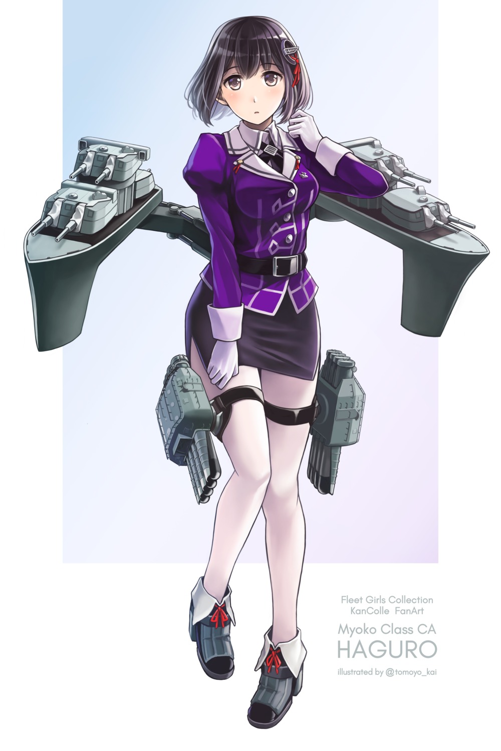 garter, haguro_(kancolle), heels, kantai_collection, pantyhose, tomoyo_kai, uniform, weapon