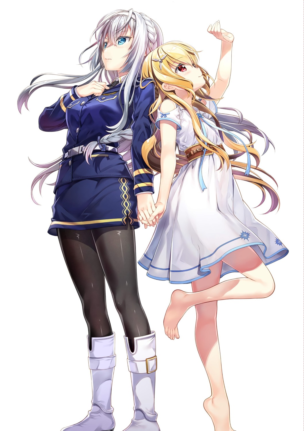 dress, fujima_takuya, pantyhose, senyoku_no_sigrdrifa, senyoku_no_sigrdrifa:_rusalka, uniform, yuri