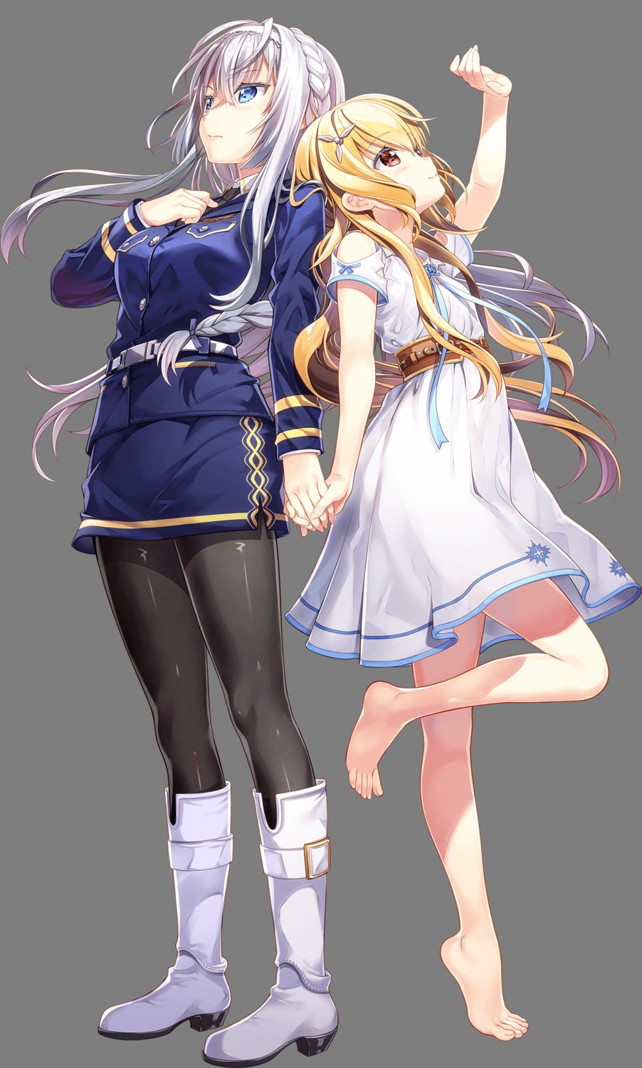 dress, fujima_takuya, heels, pantyhose, senyoku_no_sigrdrifa, senyoku_no_sigrdrifa:_rusalka, transparent_png, uniform, yuri